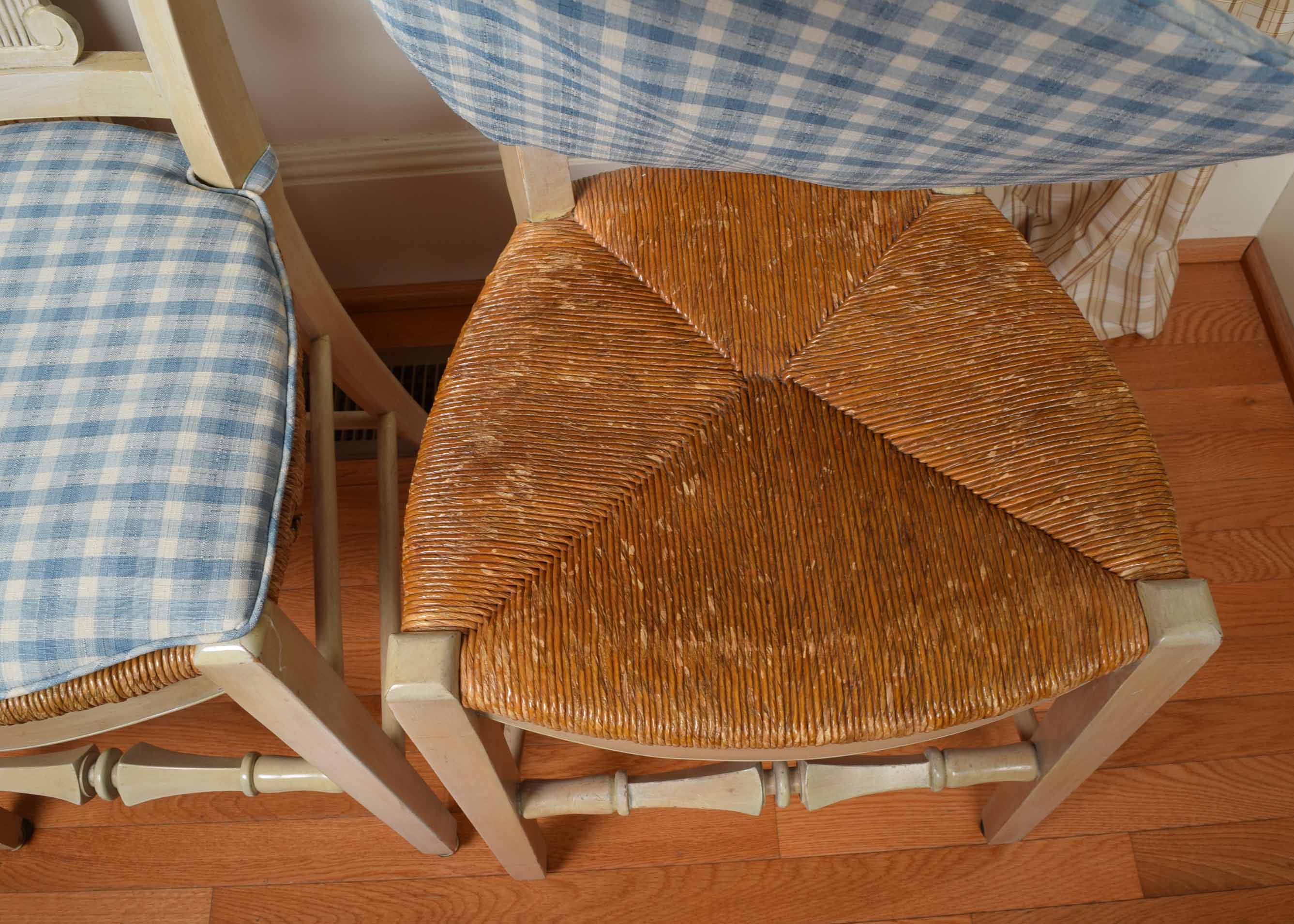 Pair of Painted Vintage Rush Seat Chairs