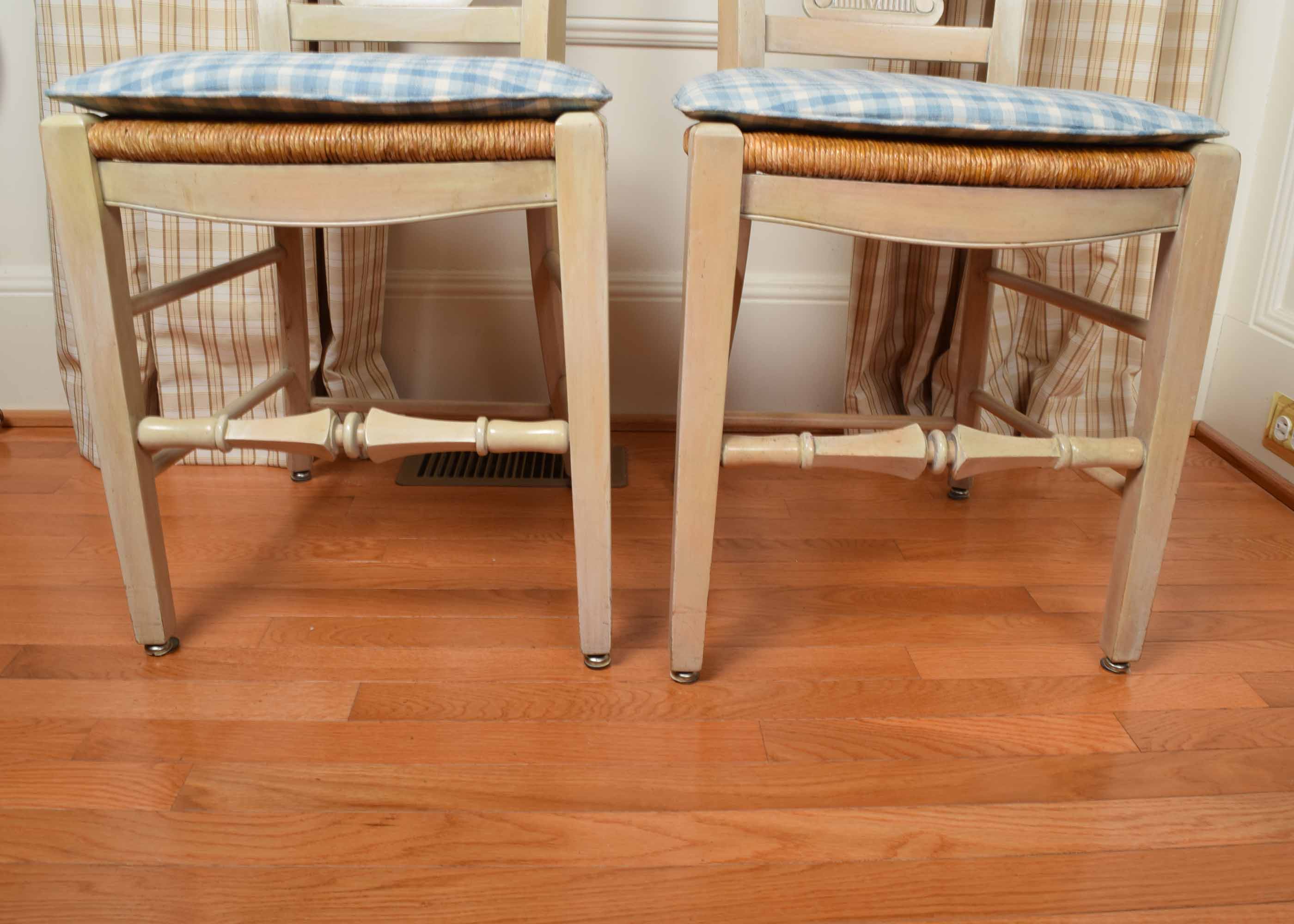 Pair of Painted Vintage Rush Seat Chairs