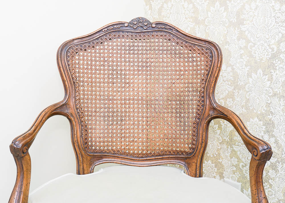 Walnut Frame Cane Back Armchair