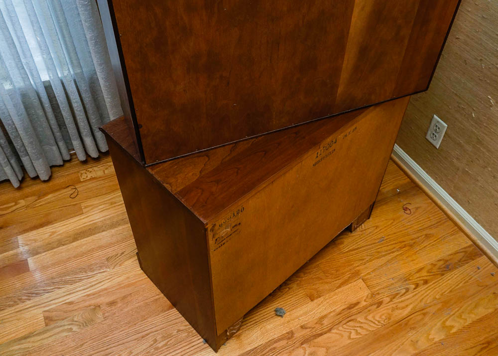 Tall Walnut Bookshelf Cabinet