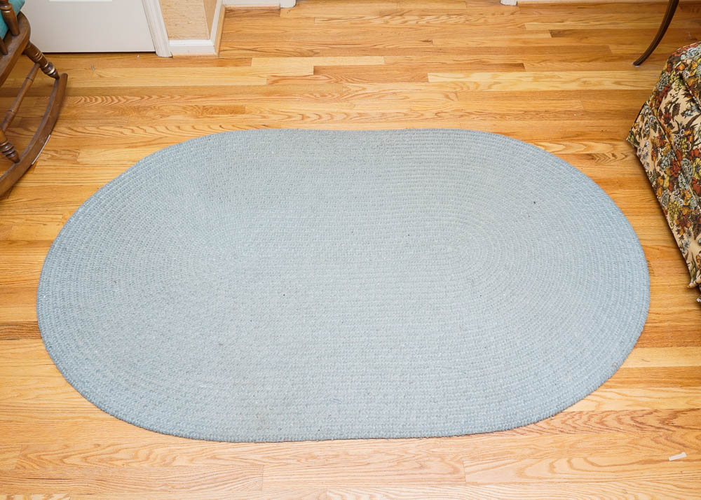 Oblong Woven Blue Rug