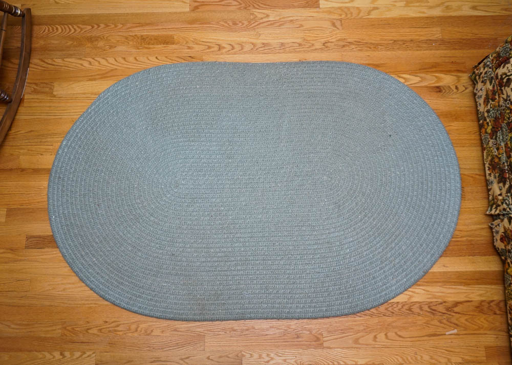 Oblong Woven Blue Rug