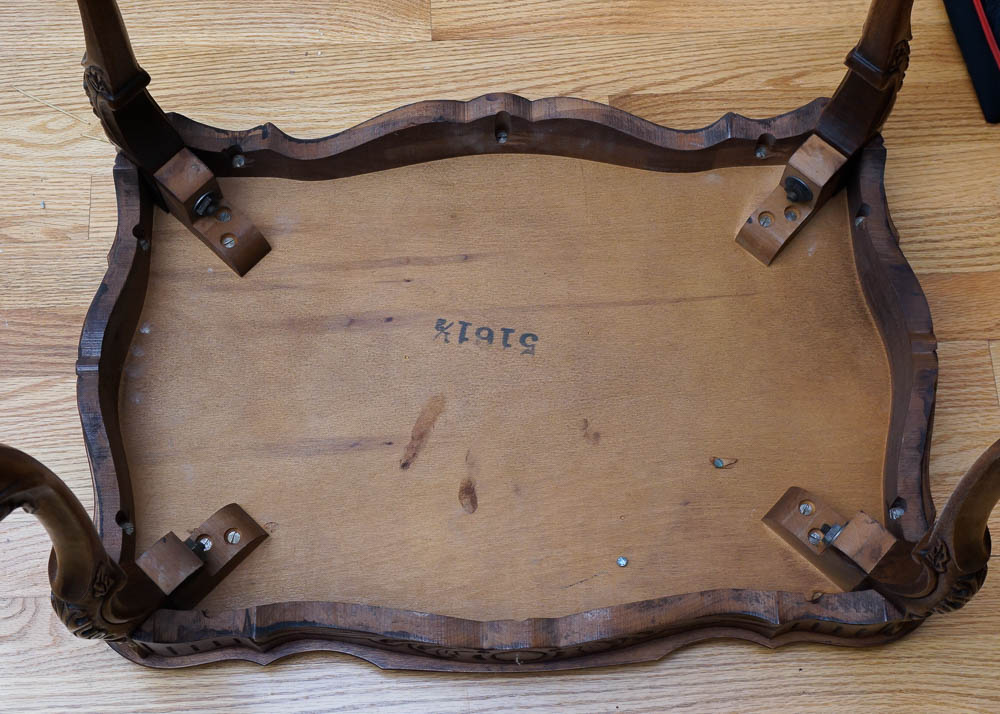 Glass Top Mahogany Accent Table with Intricate Inlays
