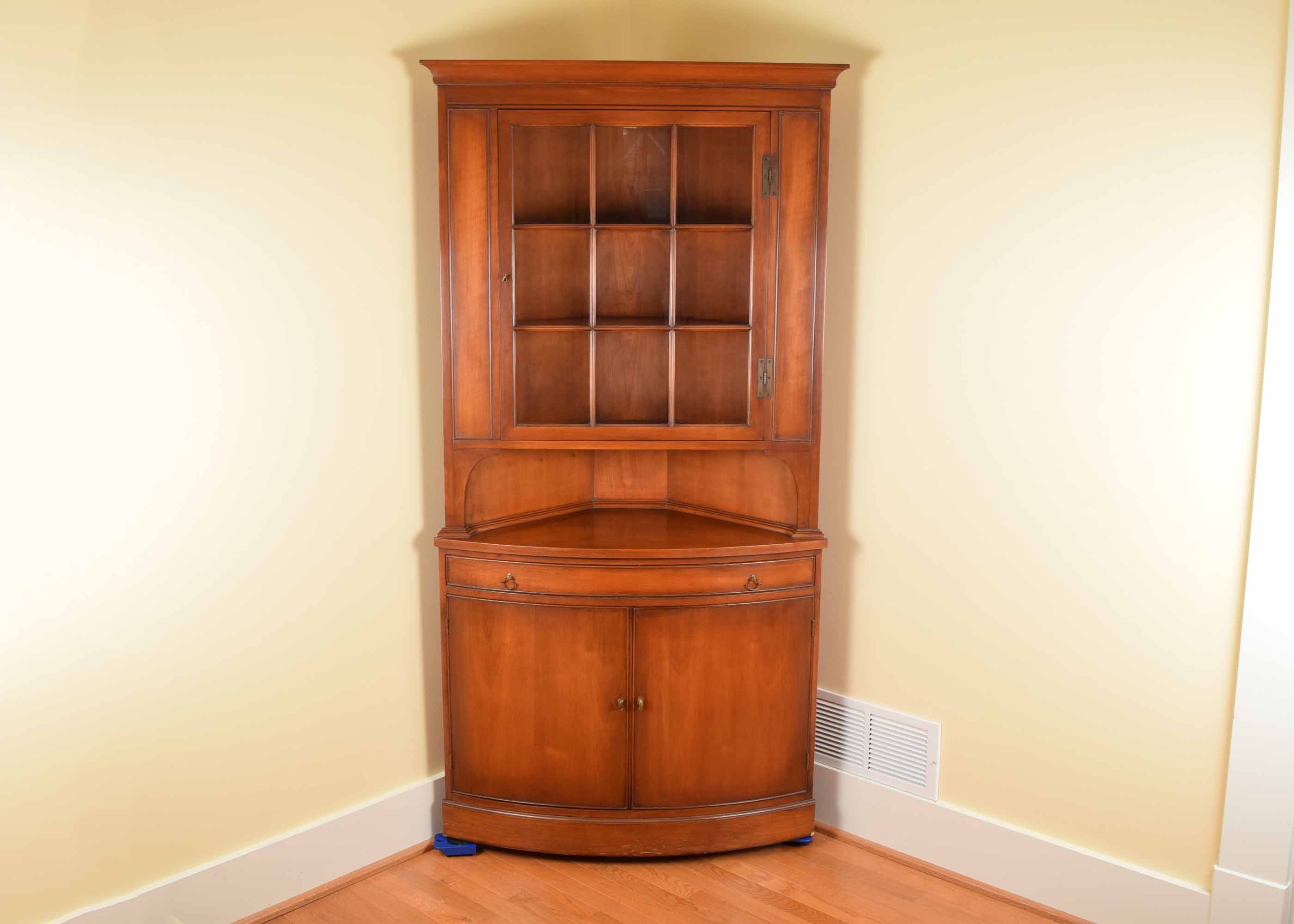 Mid 20th Century Morganton Mahogany Bowed Corner China Cabinet