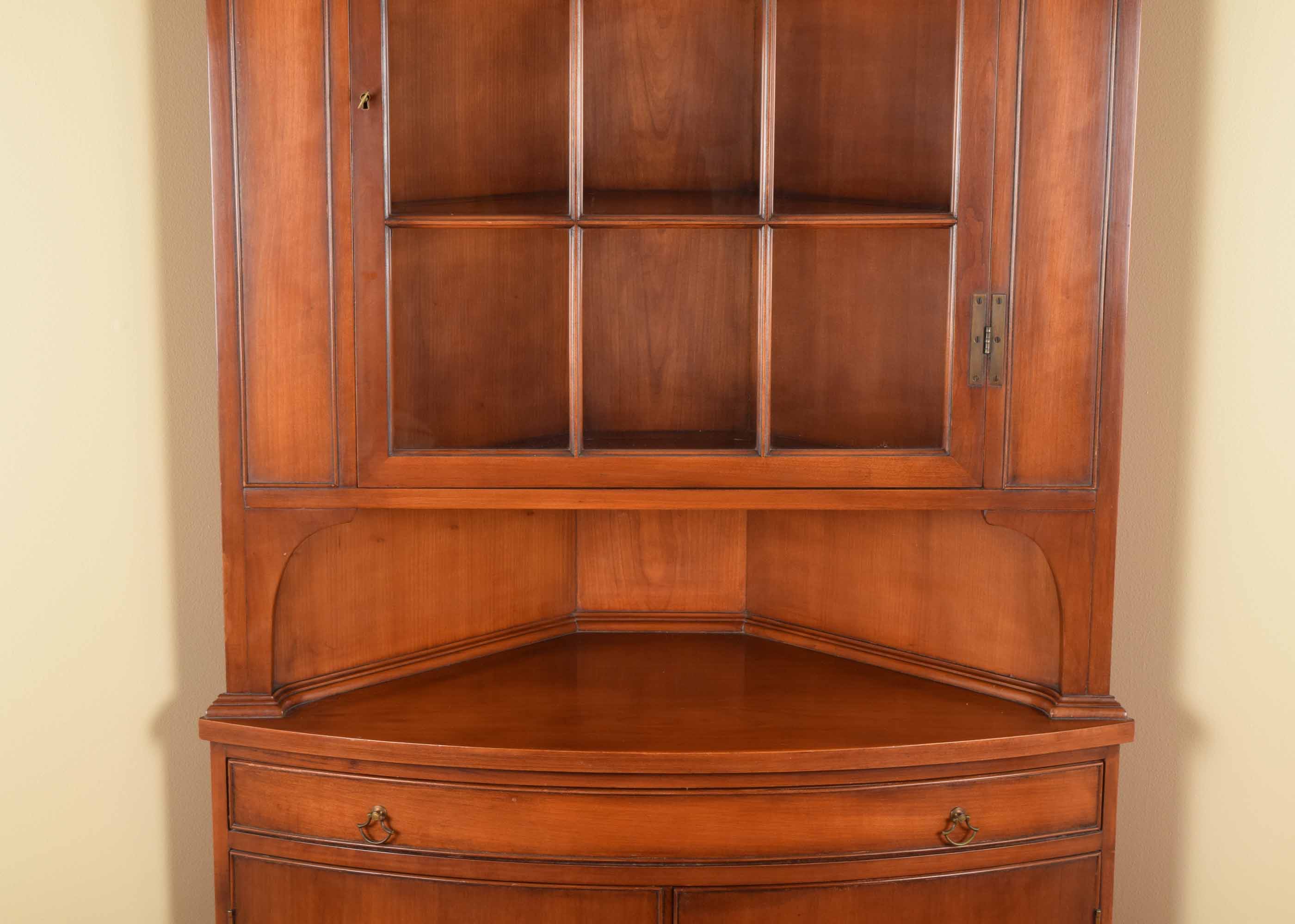 Mid 20th Century Morganton Mahogany Bowed Corner China Cabinet