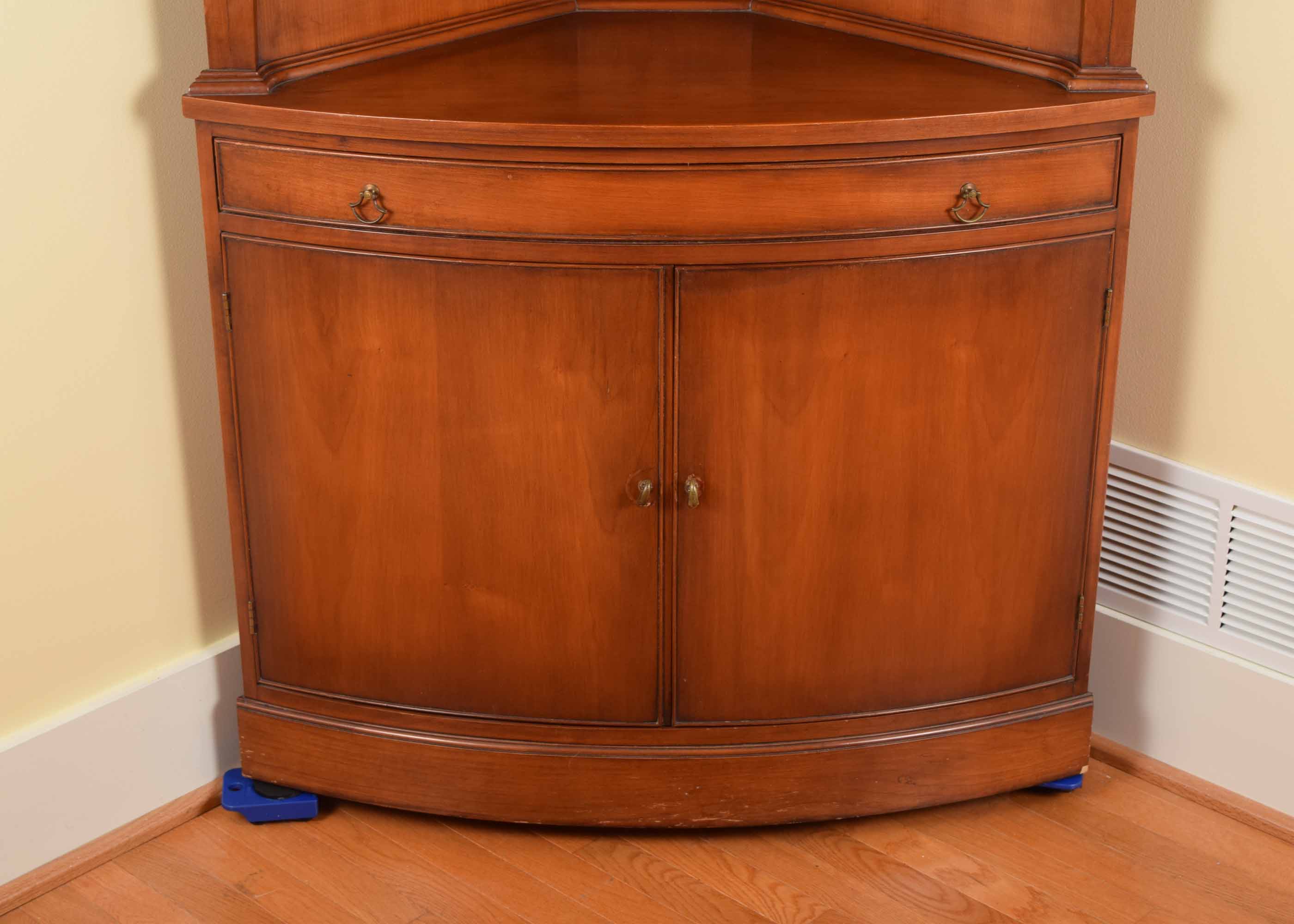 Mid 20th Century Morganton Mahogany Bowed Corner China Cabinet