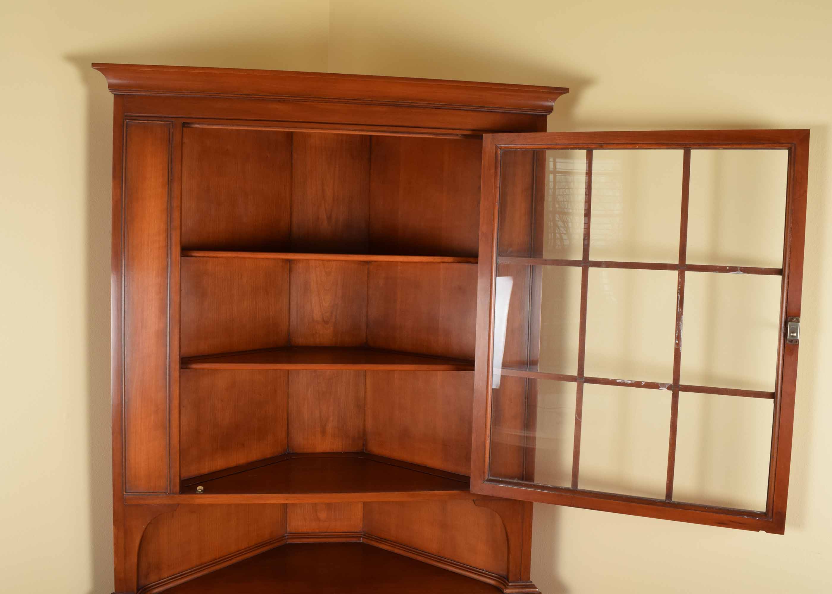 Mid 20th Century Morganton Mahogany Bowed Corner China Cabinet