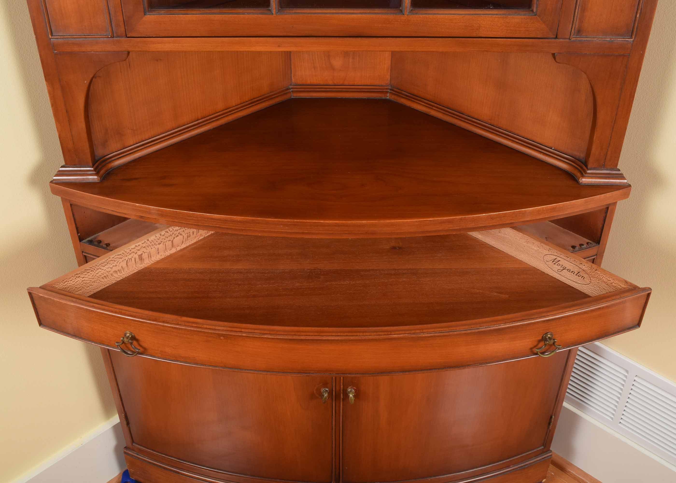 Mid 20th Century Morganton Mahogany Bowed Corner China Cabinet