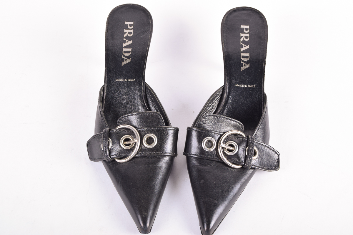 Prada Pointy Toe Slip on Women's Heels