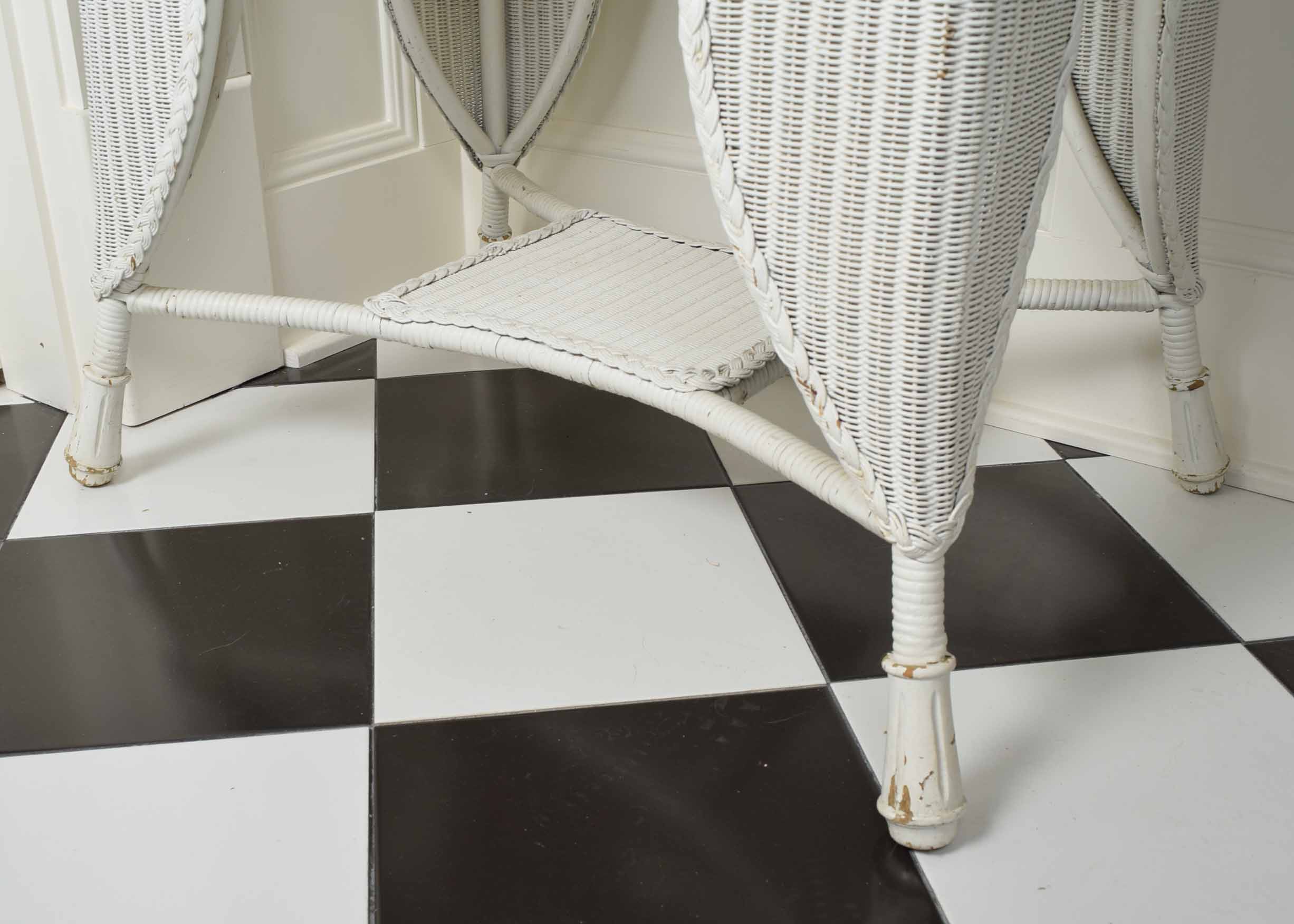 Vintage Victorian Style White Wicker Library Table