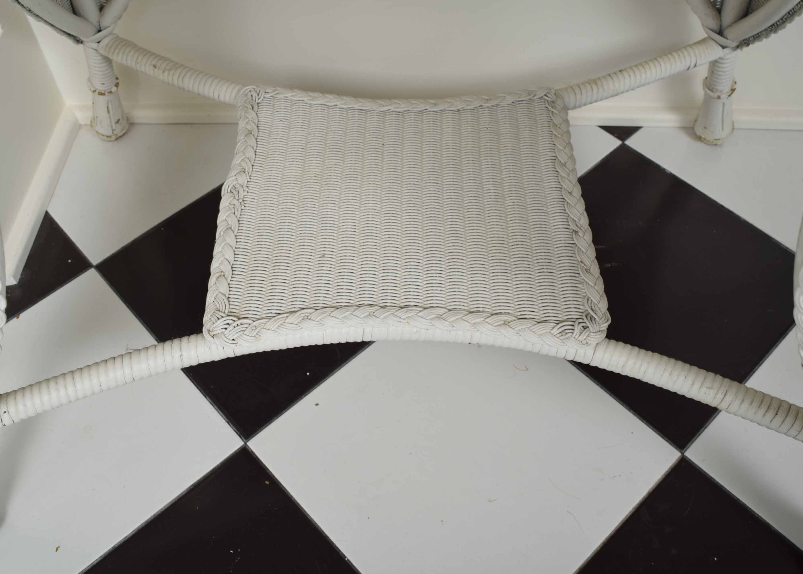 Vintage Victorian Style White Wicker Library Table