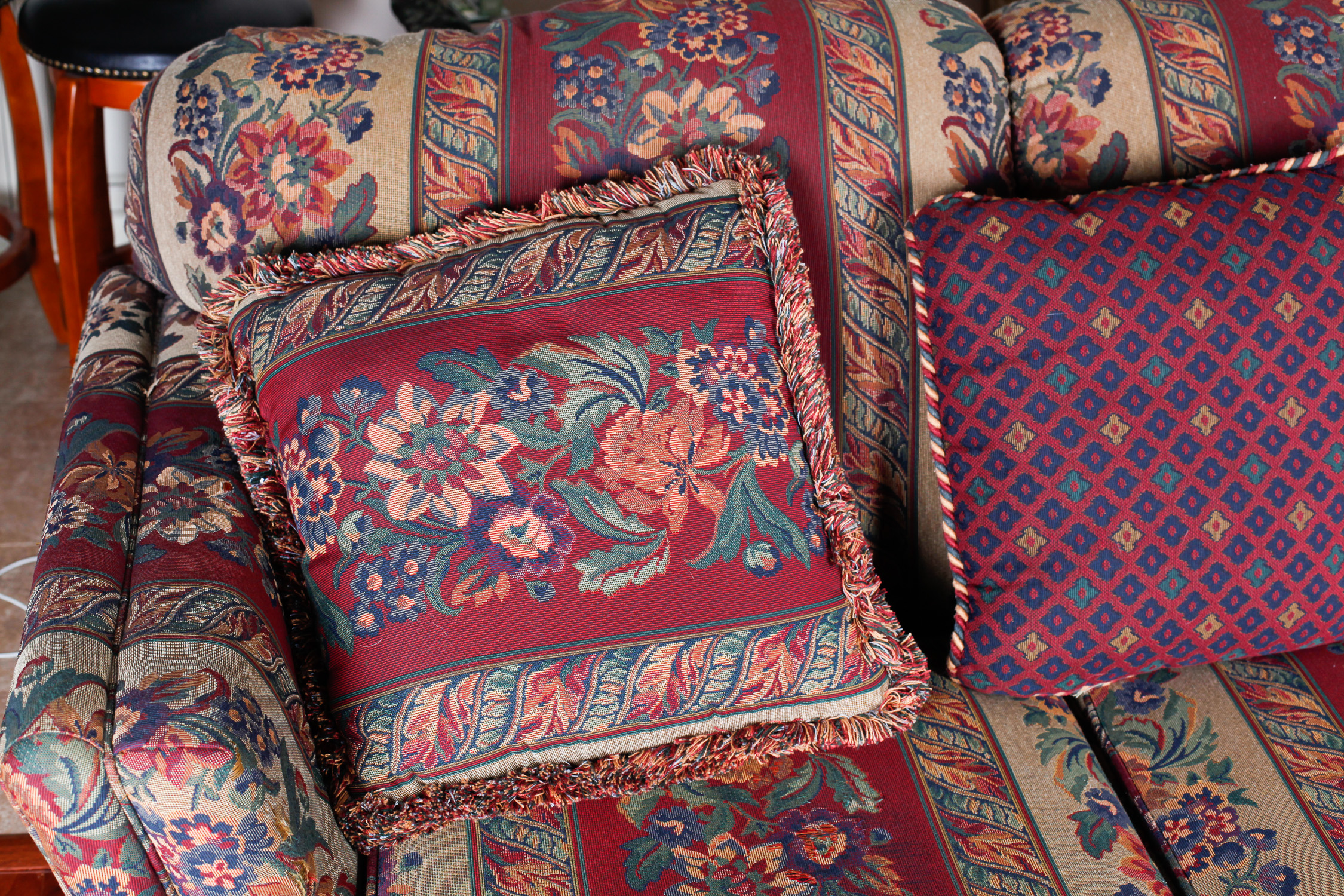 Haverty Furniture Co. Floral Striped Sofa