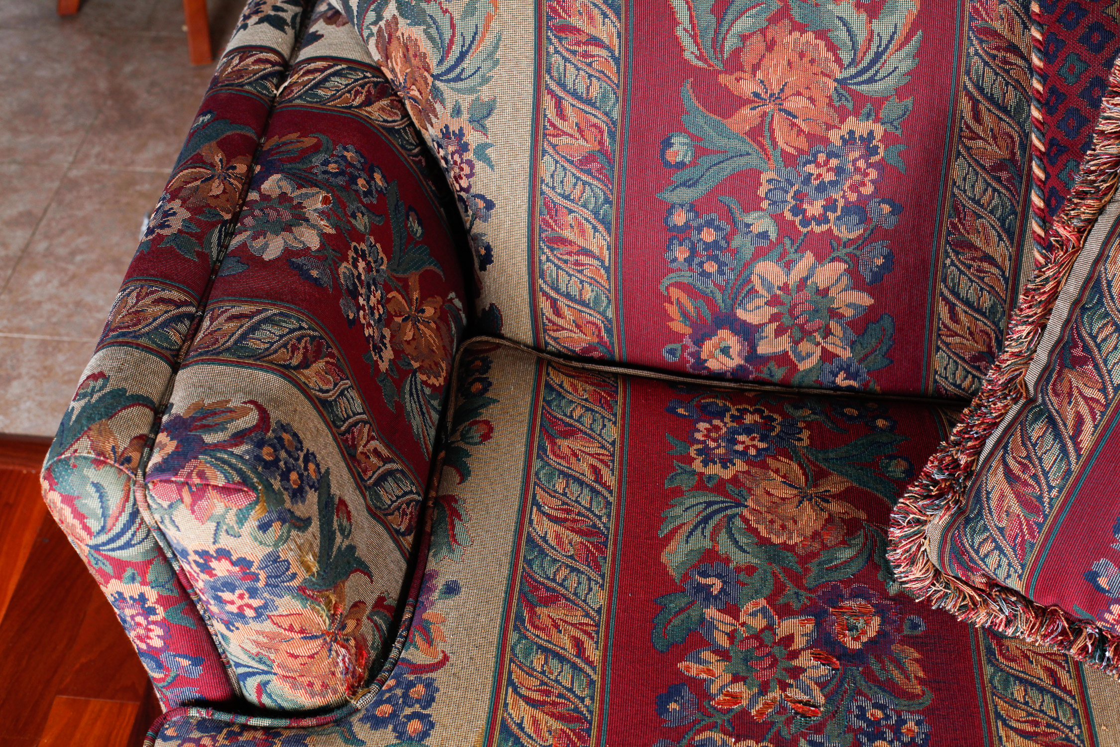 Haverty Furniture Co. Floral Striped Sofa