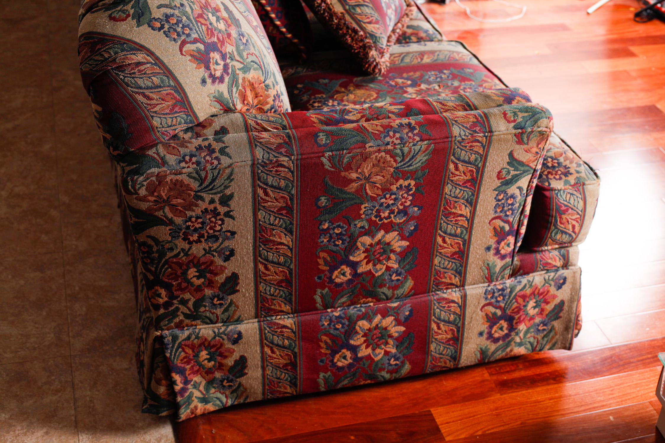 Haverty Furniture Co. Floral Striped Sofa