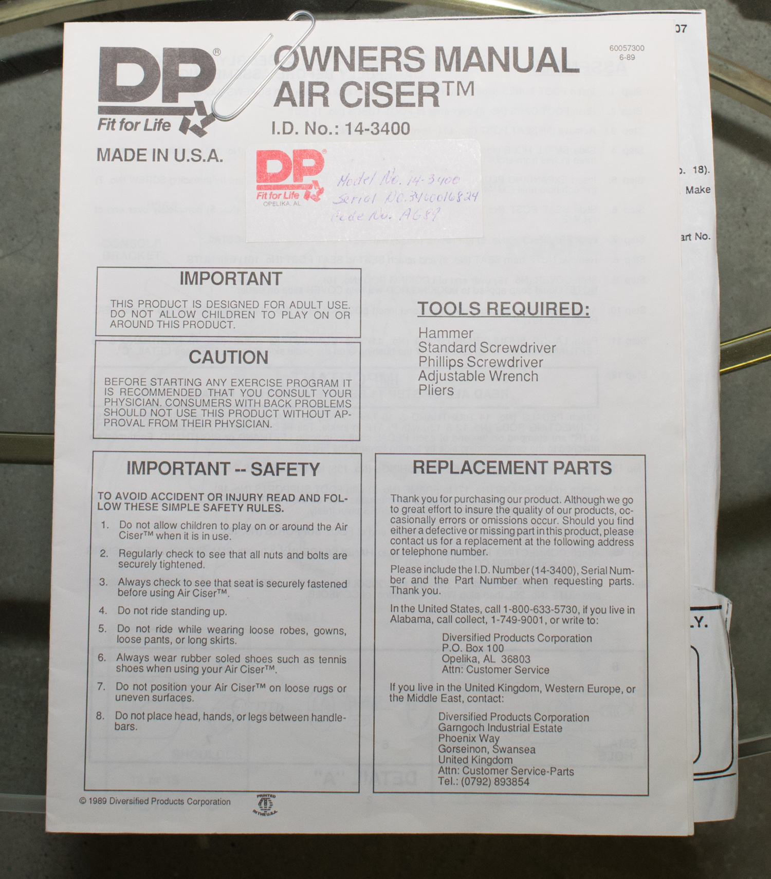 AirCiser Exercise Bike