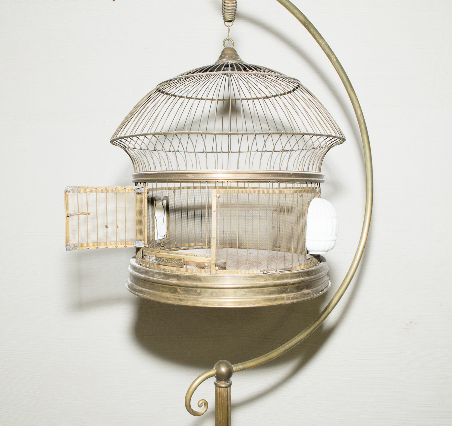 Vintage Hanging Bird Cage on Stand