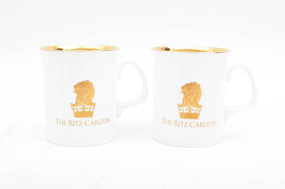 Ritz Carlton Cream and Gilt China Mugs and Other Cream Tone China