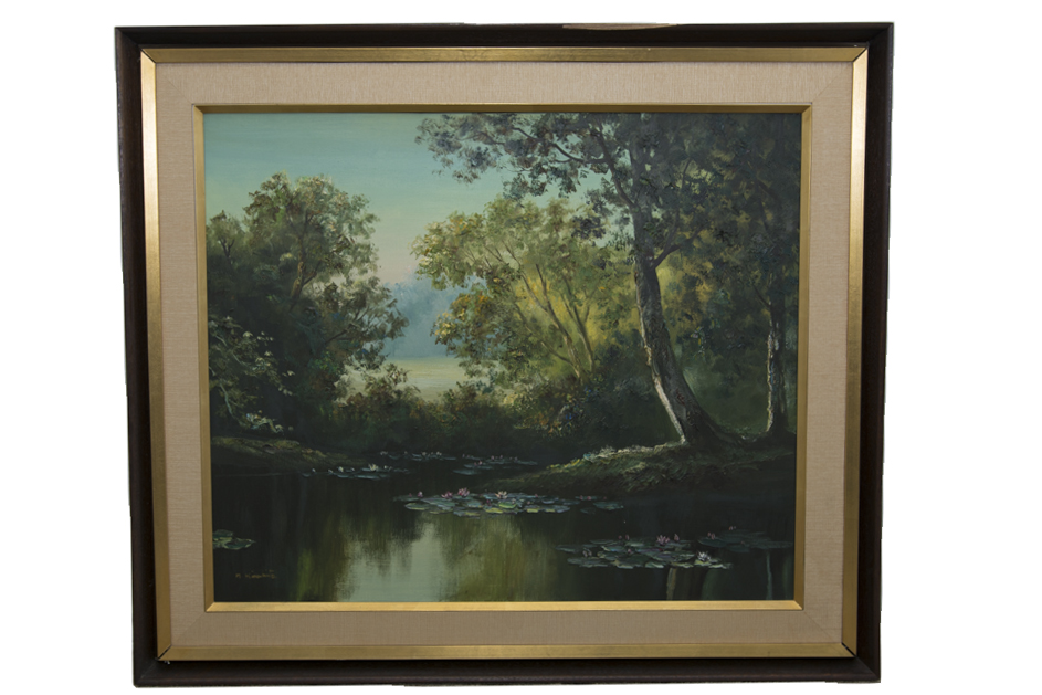 M. Kinoshita Framed Oil Painting on Canvas