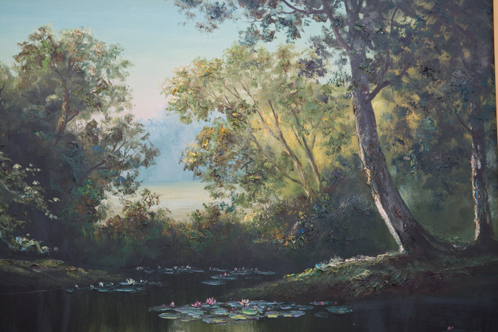 M. Kinoshita Framed Oil Painting on Canvas