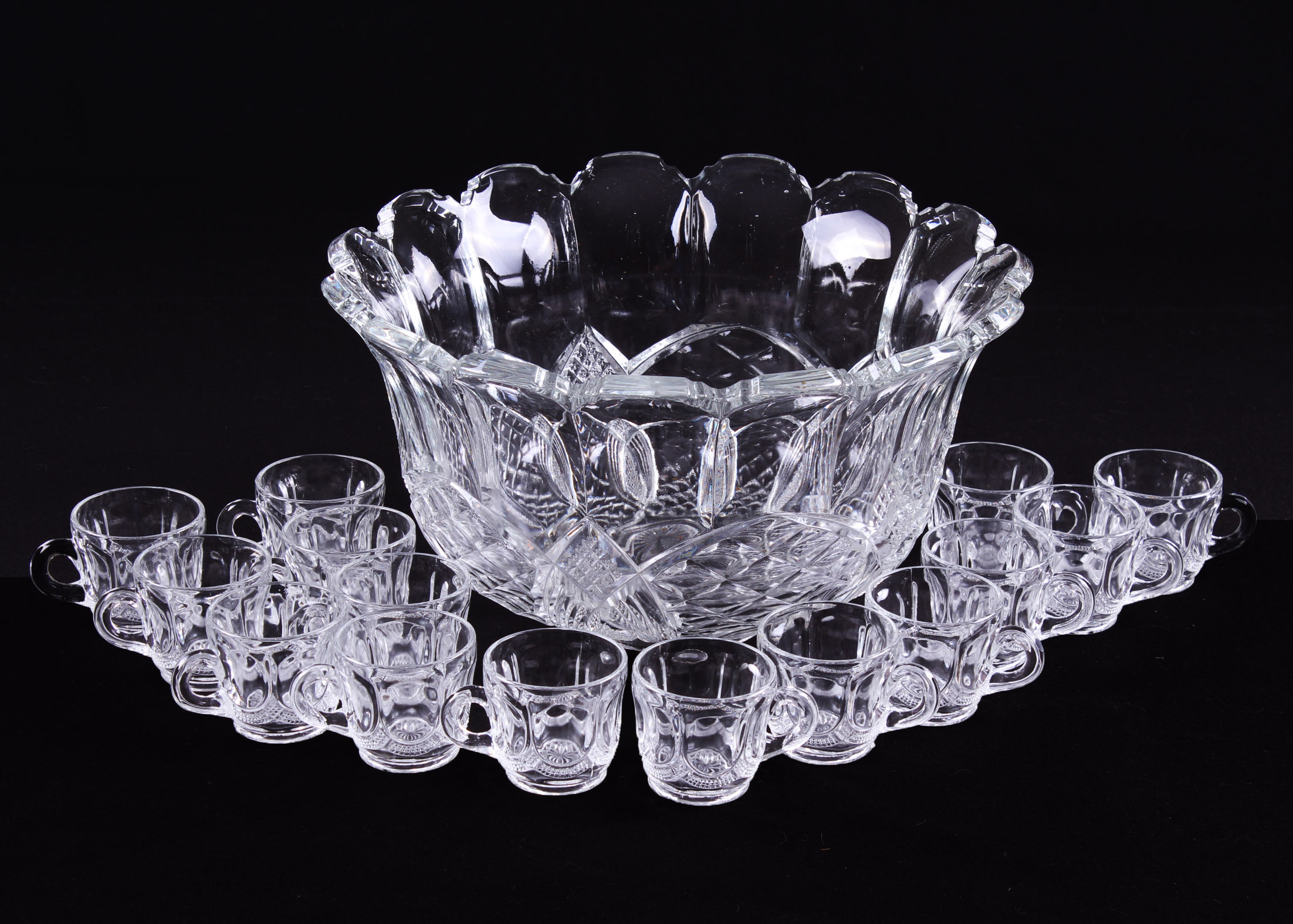 Vintage Crystal Punch Bowl