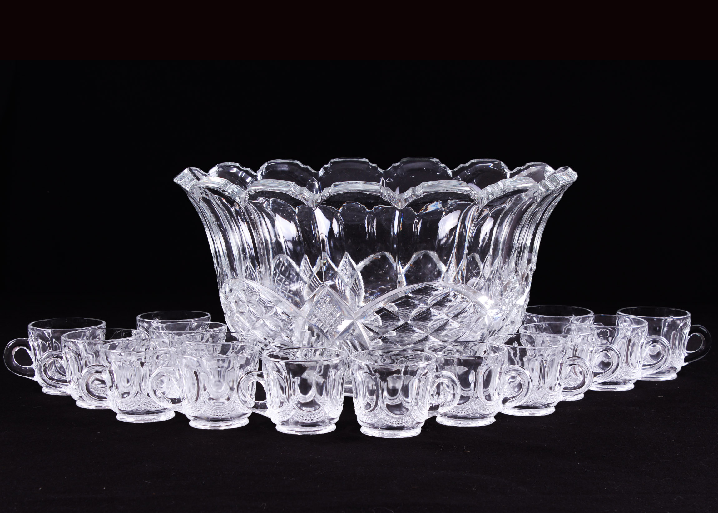 Vintage Crystal Punch Bowl