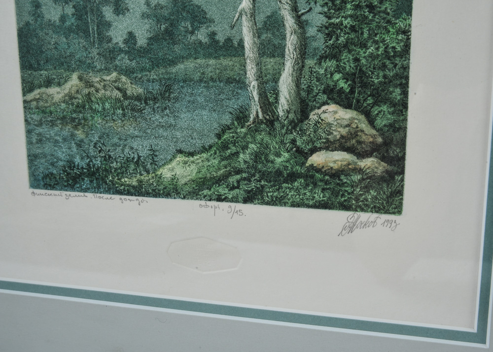 Trio of Framed Architectural and Landscape Themed Artworks