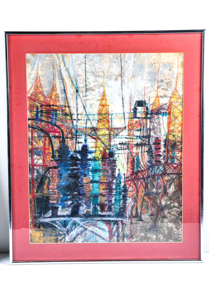 Trio of Framed Architectural and Landscape Themed Artworks