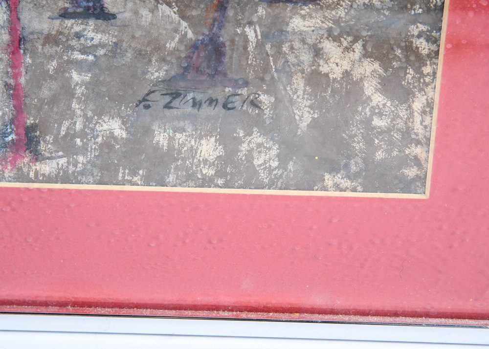 Trio of Framed Architectural and Landscape Themed Artworks