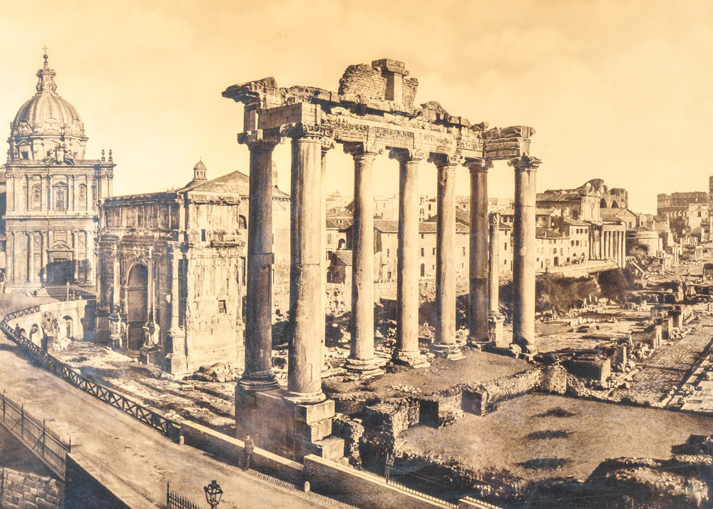 Oversized Sepia Photograph of Roman Temple of Saturn