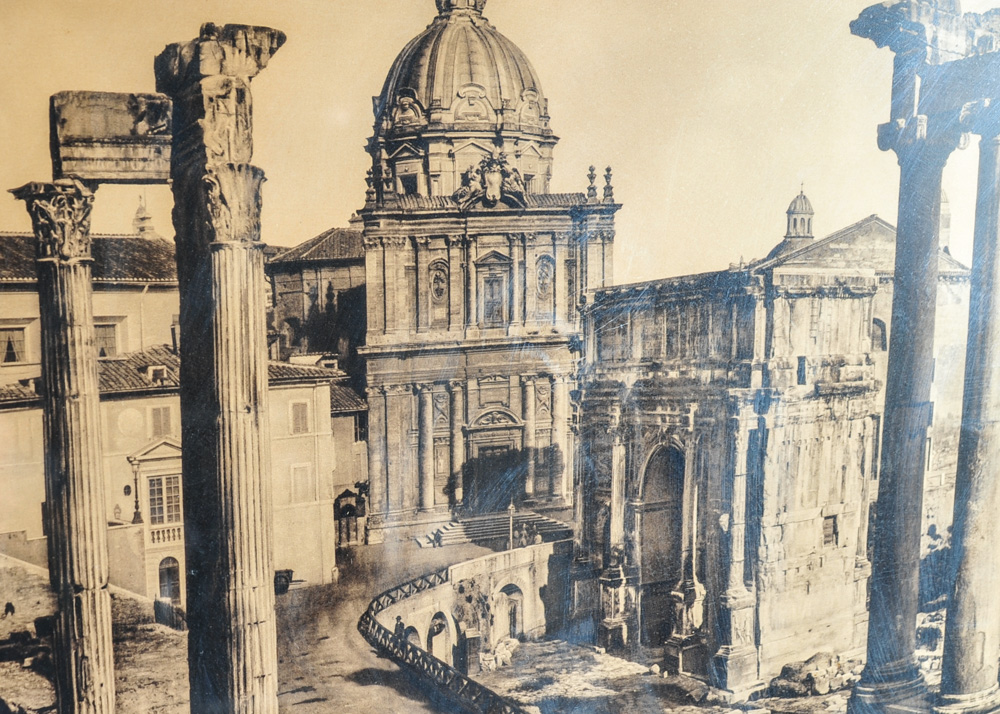 Oversized Sepia Photograph of Roman Temple of Saturn