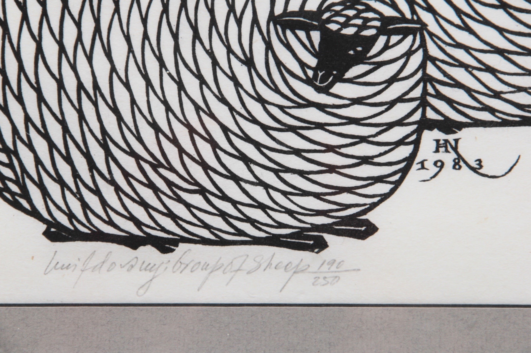 Signed Jacques Hnizdovsky Woodcut Print "Group of Sheep"