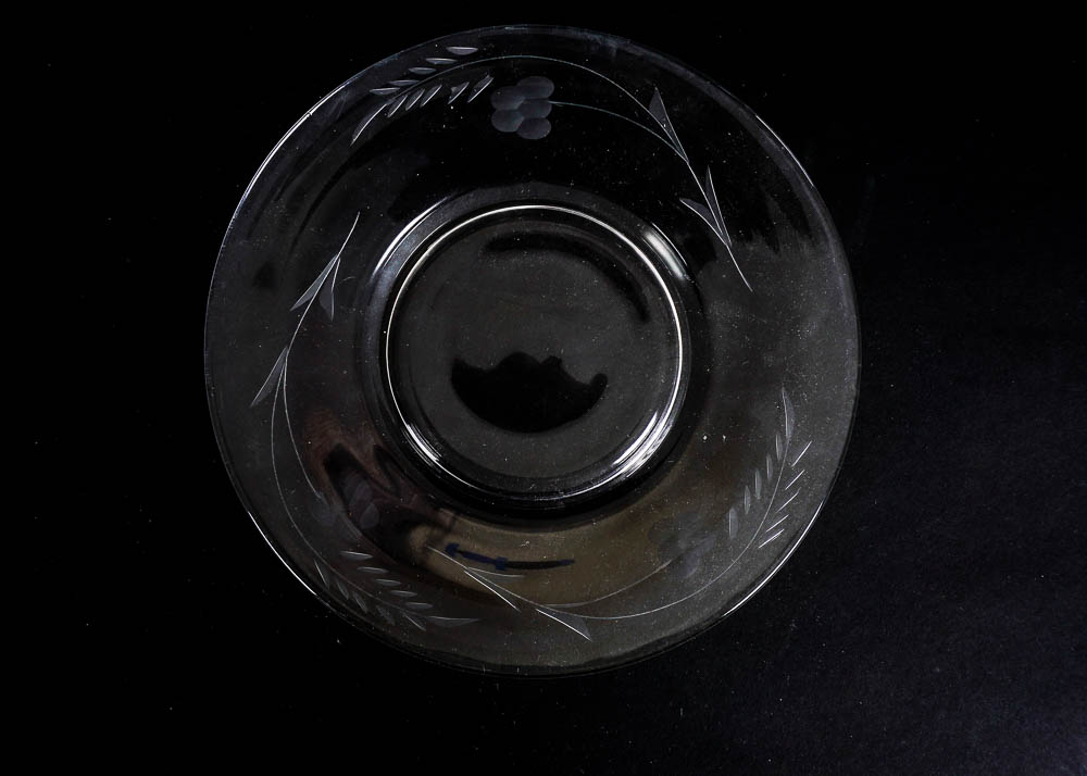 Floral Pattern Etched Glass Serving Set