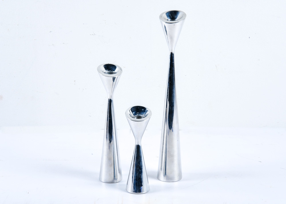 Trio of Nambe "Nova" Candlesticks