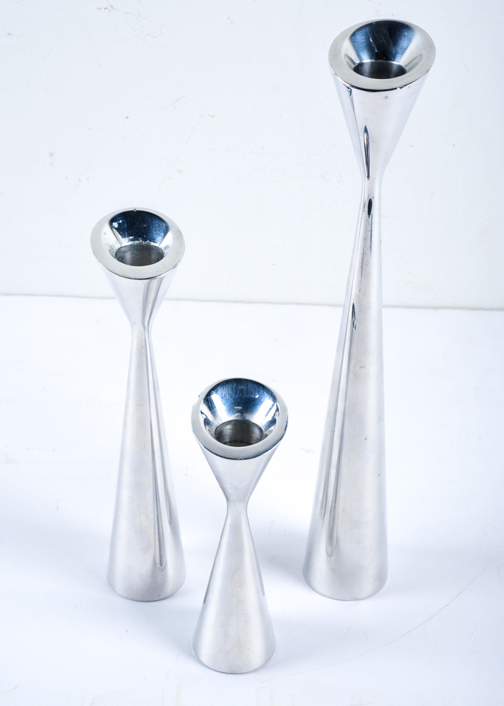 Trio of Nambe "Nova" Candlesticks