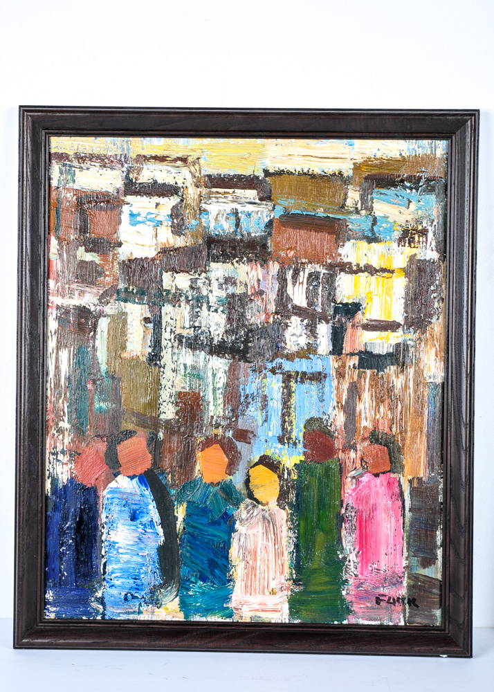 Duo of Abstract Figurative Oil Paintings