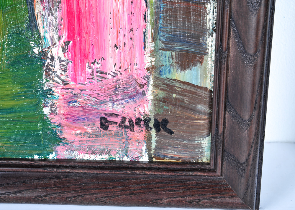 Duo of Abstract Figurative Oil Paintings