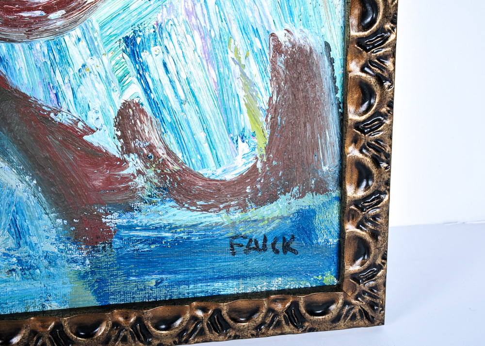 Duo of Abstract Figurative Oil Paintings