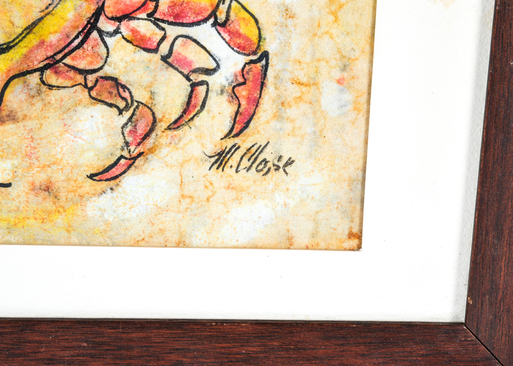 Duo of Original M. Close Lobster and Crab Artworks