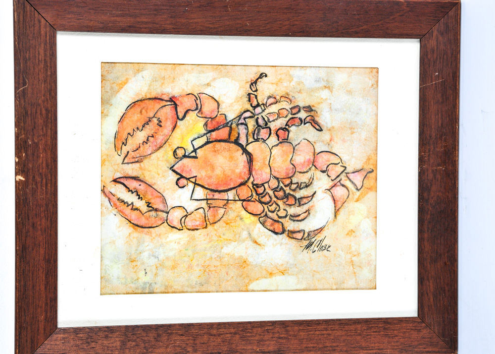 Duo of Original M. Close Lobster and Crab Artworks