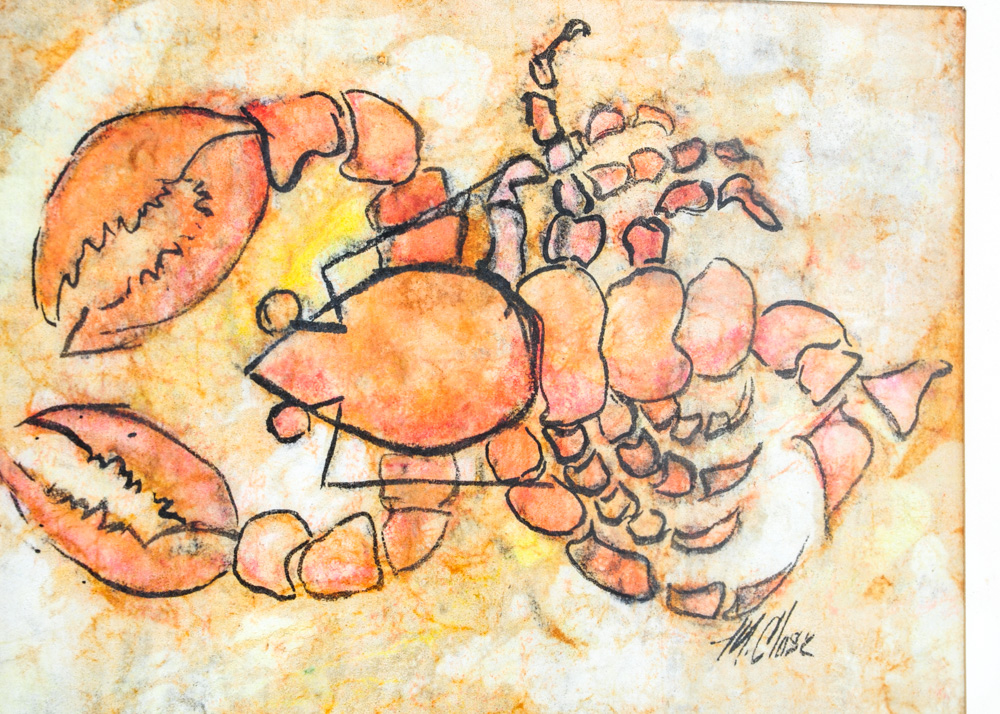 Duo of Original M. Close Lobster and Crab Artworks