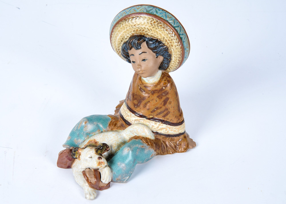 Lladro "Little Mexican Boy with Dog" Figurine