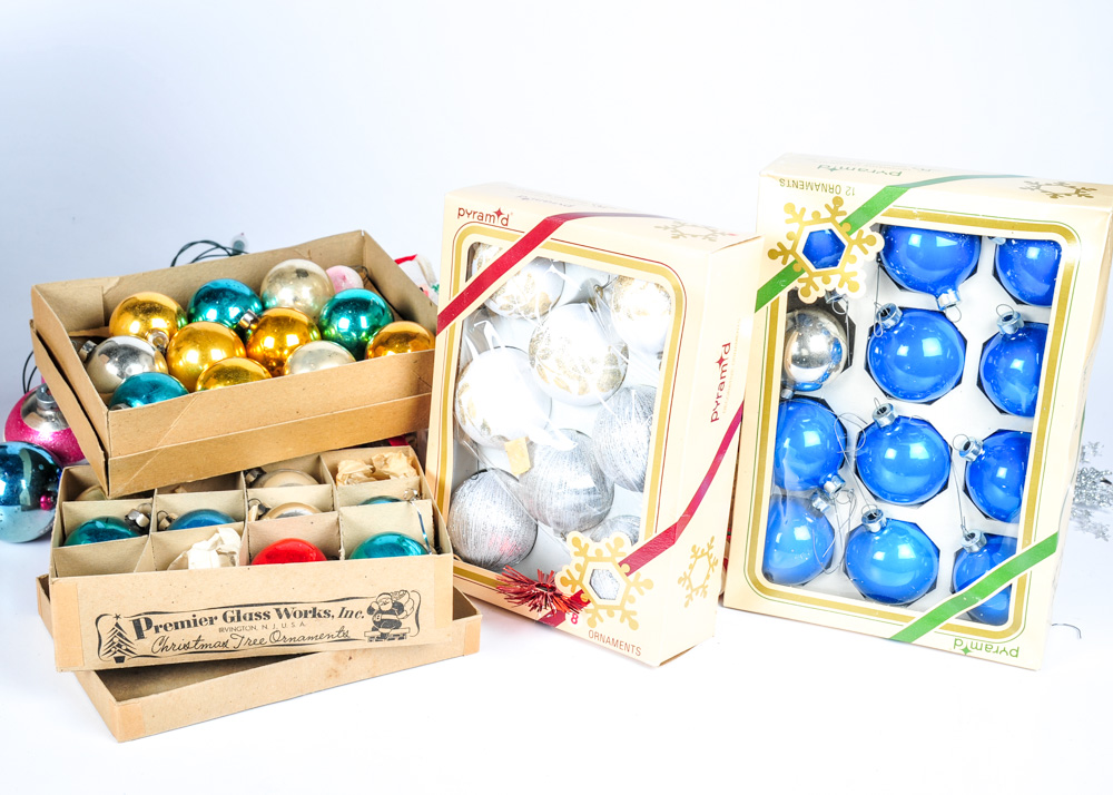 Collection of Vintage Christmas Ornaments and Decorations