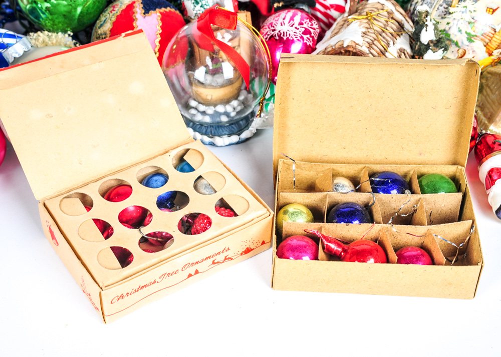 Collection of Vintage Christmas Ornaments and Decorations