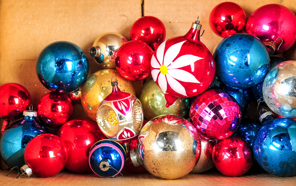 Collection of Vintage Christmas Ornaments and Decorations