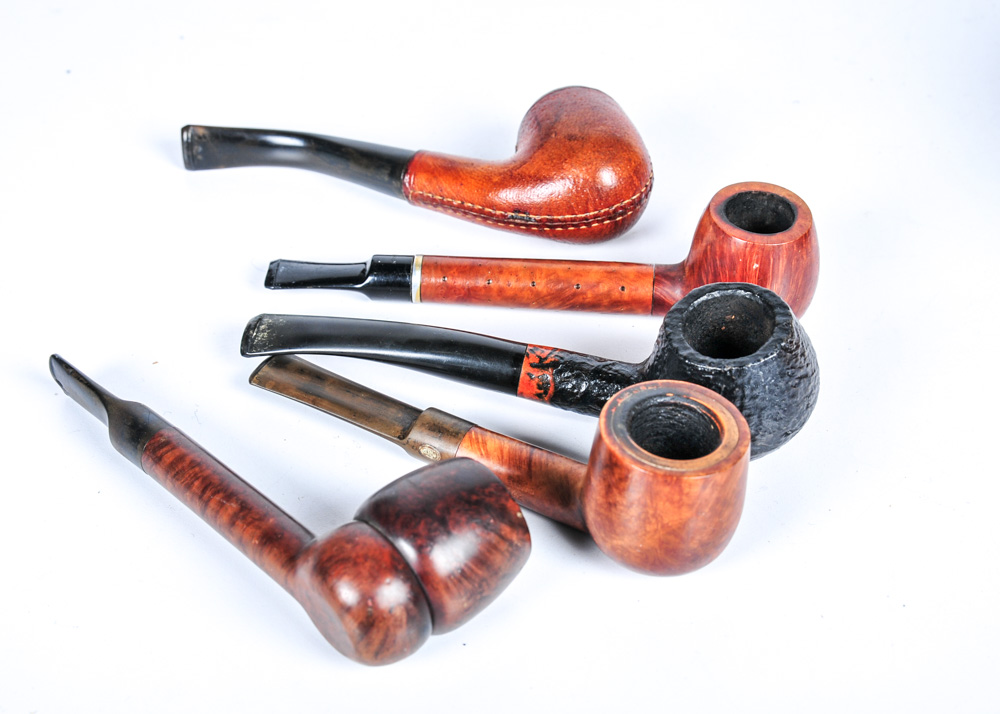 Vintage Pipes, Perfume Bottle, and Collar Box