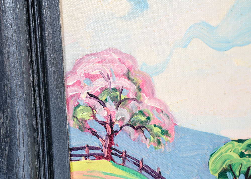 Duo of Landscape Oil Paintings In The Style of Clifton Wheeler