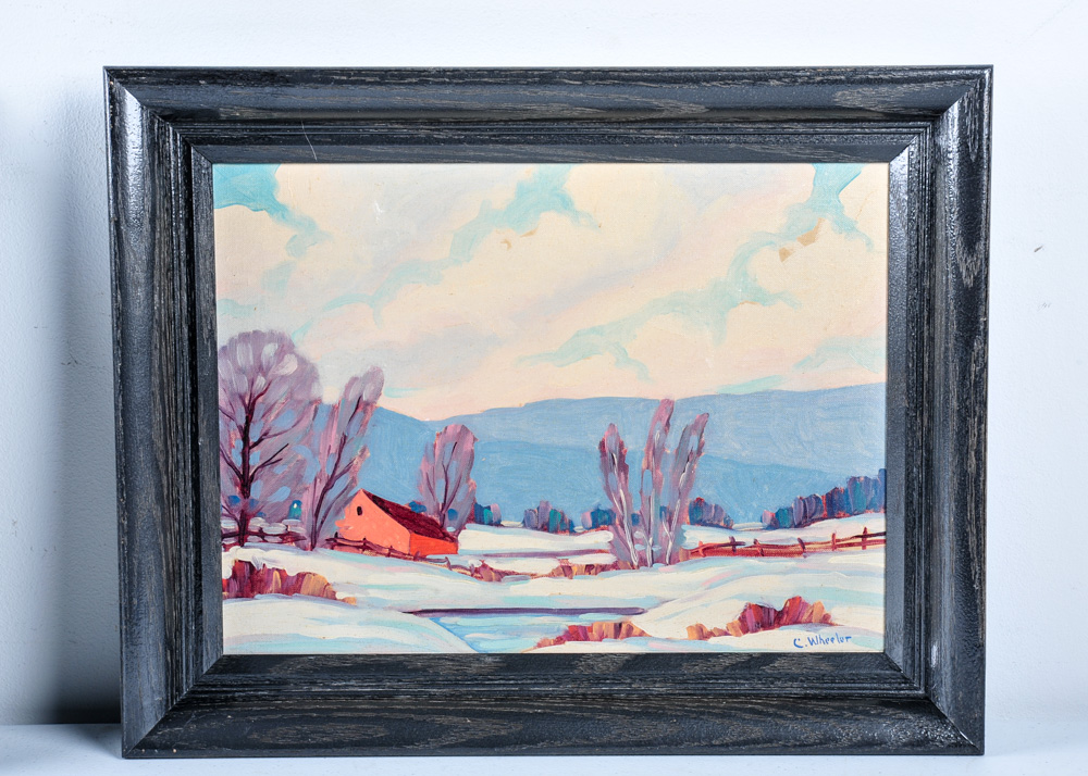 Duo of Landscape Oil Paintings In The Style of Clifton Wheeler