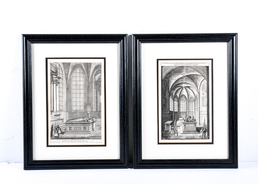 Duo of Antique Swedish Architectural Engravings