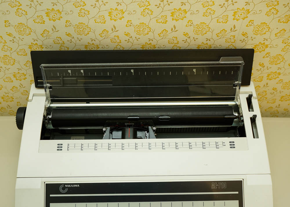 Nakajima Electronic Office Typewriter with Metal Desk and Lamp
