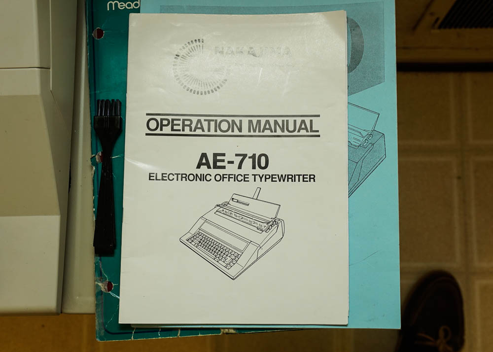 Nakajima Electronic Office Typewriter with Metal Desk and Lamp